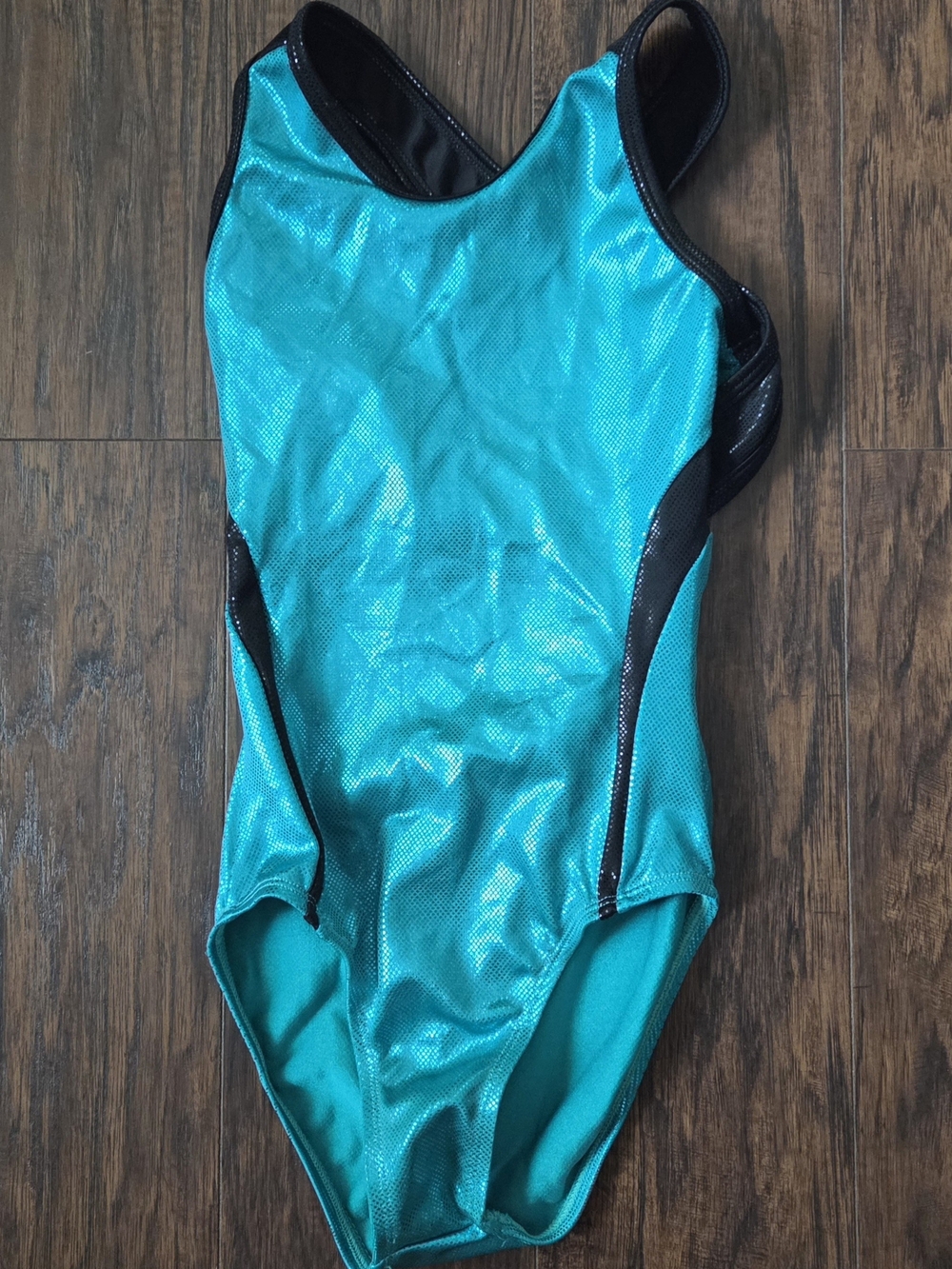 Girls' Shiny Teal Athletic One-Piece Swimsuit